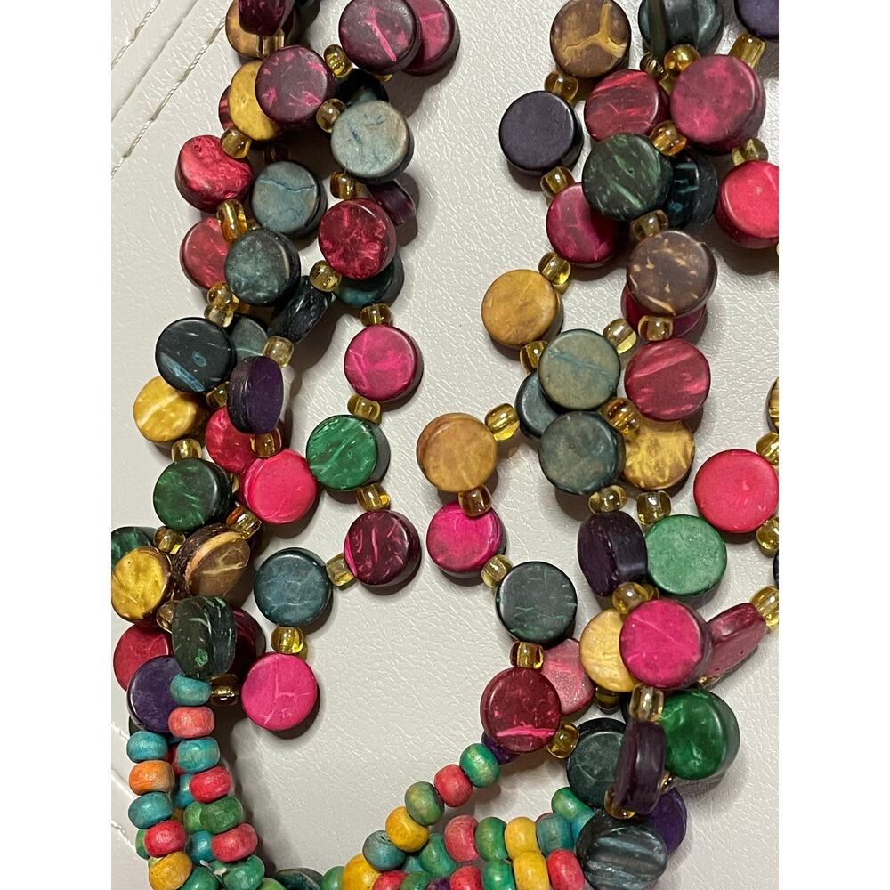 Costa Rican Artisan Colorful Wood Bead Necklace - Picture 4 of 4
